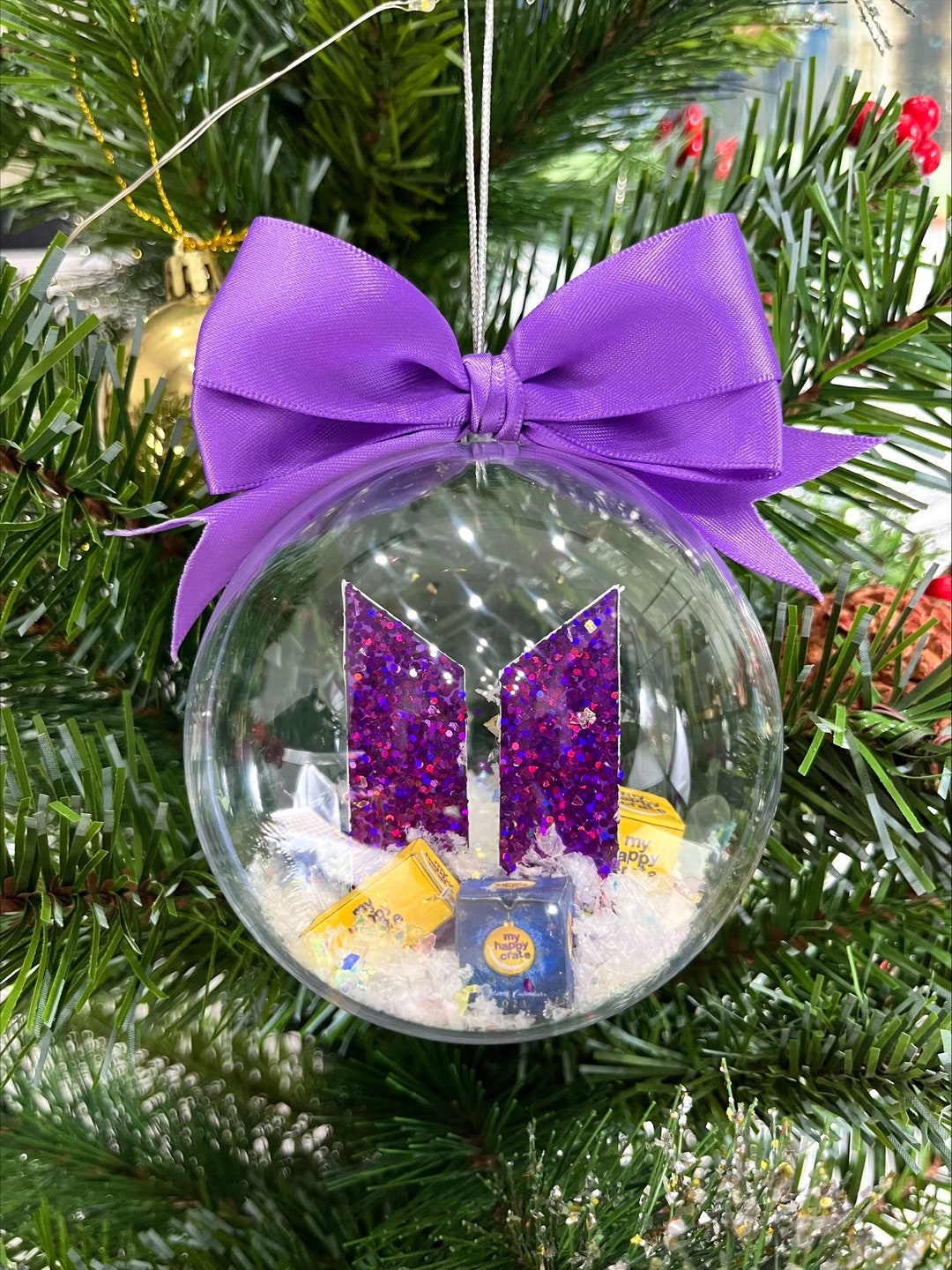 BTS Christmas Ornament Snowy BTS Logo Ornament Kpop Etsy