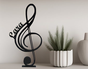 Musik Geschenk Notenschlüssel Deko Musik Liebhaber Fan Personalisiert Wall Art Line Art Figur Deko Instrument Musiklehrer Musikstudent 3D