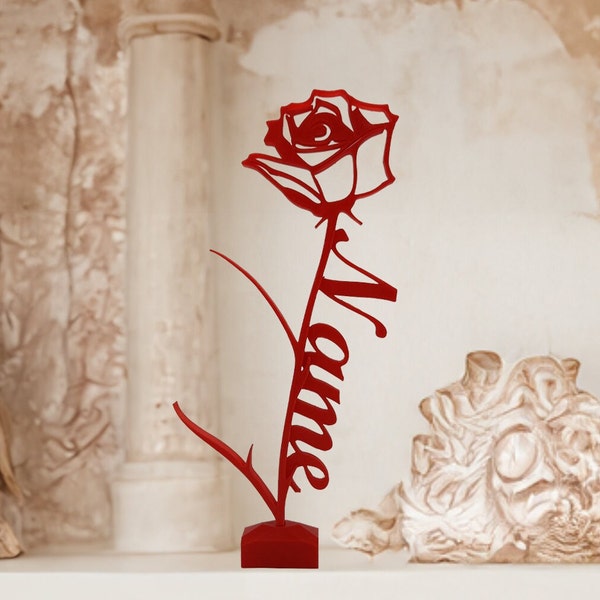 Rose | Personalisiert | Skulptur | Deko | Geschenk | Valentinstag | 3D Druck