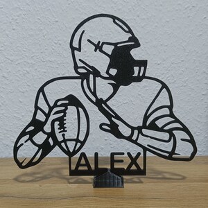 Quarterback Figur personalisiert mit Name | American Football 3D Druck Line Art | NFL Deko Geschenk | Football Zimmer Deko