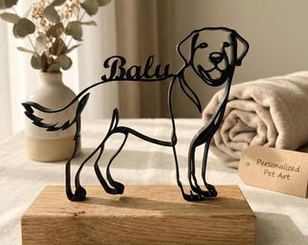 Personalized Labrador Retriever Line Art Sculpture | Minimalist Dog Decoration with Name of Your Choice | Gift Dog Owners & Condolence Gift