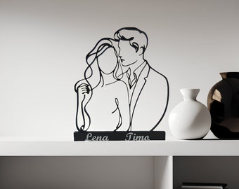 Figur Paar Geschenk Einweihung Hochzeitsgeschenk Personalisiert Liebe Line Art Figur Deko Romantisch Individuell Haus Dekoration 3D Druck