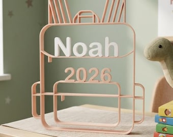 Personalized school bag 3D printed line art | Back to school 2026 gift with name | Schoolchild decoration, back to school gift idea, candy cone