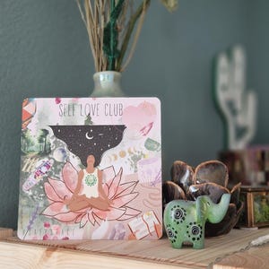 Postkarte, SELF LOVE CLUB, 14 x 14cm, quadrat Karte, Selbstliebe, Tool, Reminder, Achtsamkeit, Spiritualität, Safespace, Bewusstsein, Bild