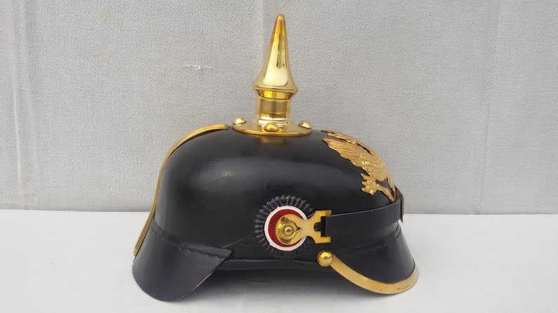 German Pickelhaube Imperial Prussian Leather Black Helmet Prussia Pickelhelm Father's Day Gift image 4