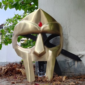 MF DOOM Mask Replica Hand-Forged Steel Madvillain Face Armor Wearable Cosplay Mask for Halloween, LARP, Collectors, Hip Hop Fans, Home Décor