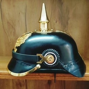 German Pickelhaube Imperial Prussian Leather Black Helmet Prussia Pickelhelm Father's Day Gift image 9