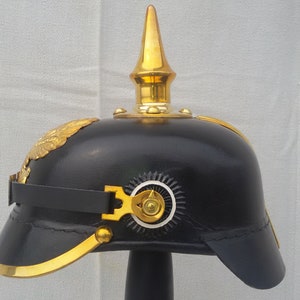 German Pickelhaube Imperial Prussian Leather Black Helmet Prussia Pickelhelm Father's Day Gift image 2