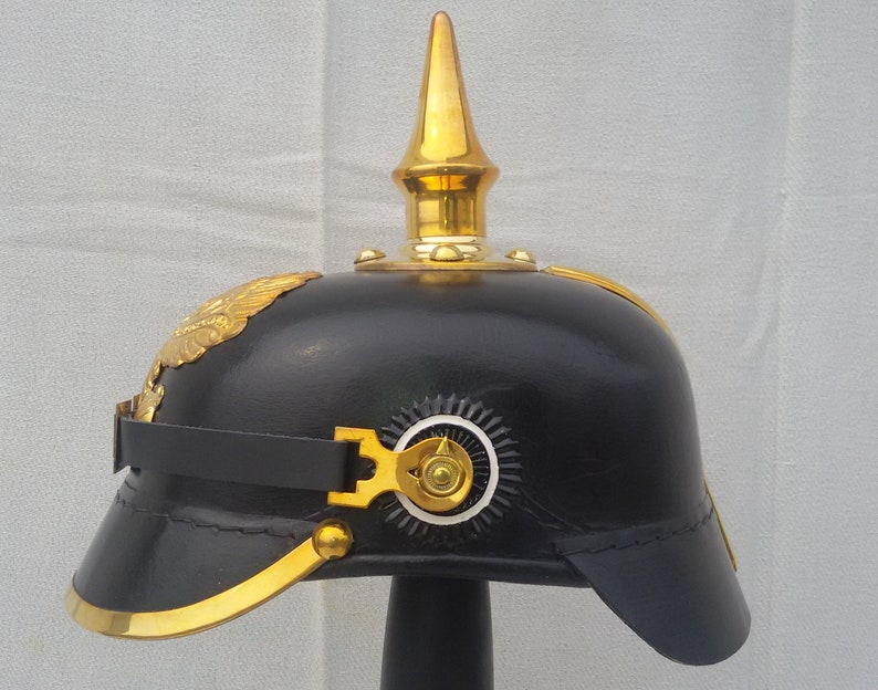 German Pickelhaube Imperial Prussian Leather Black Helmet Prussia Pickelhelm Father's Day Gift image 2