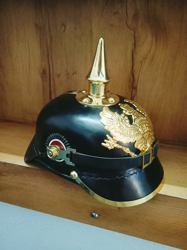 German Pickelhaube Imperial Prussian Leather Black Helmet Prussia Pickelhelm Father's Day Gift image 6