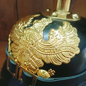 German Pickelhaube Imperial Prussian Leather Black Helmet Prussia Pickelhelm Father's Day Gift image 7