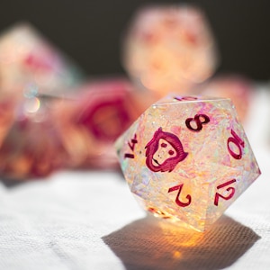 Pink Mylar | 10-Piece Dice Set | Unique & Handmade Swiss Quality
