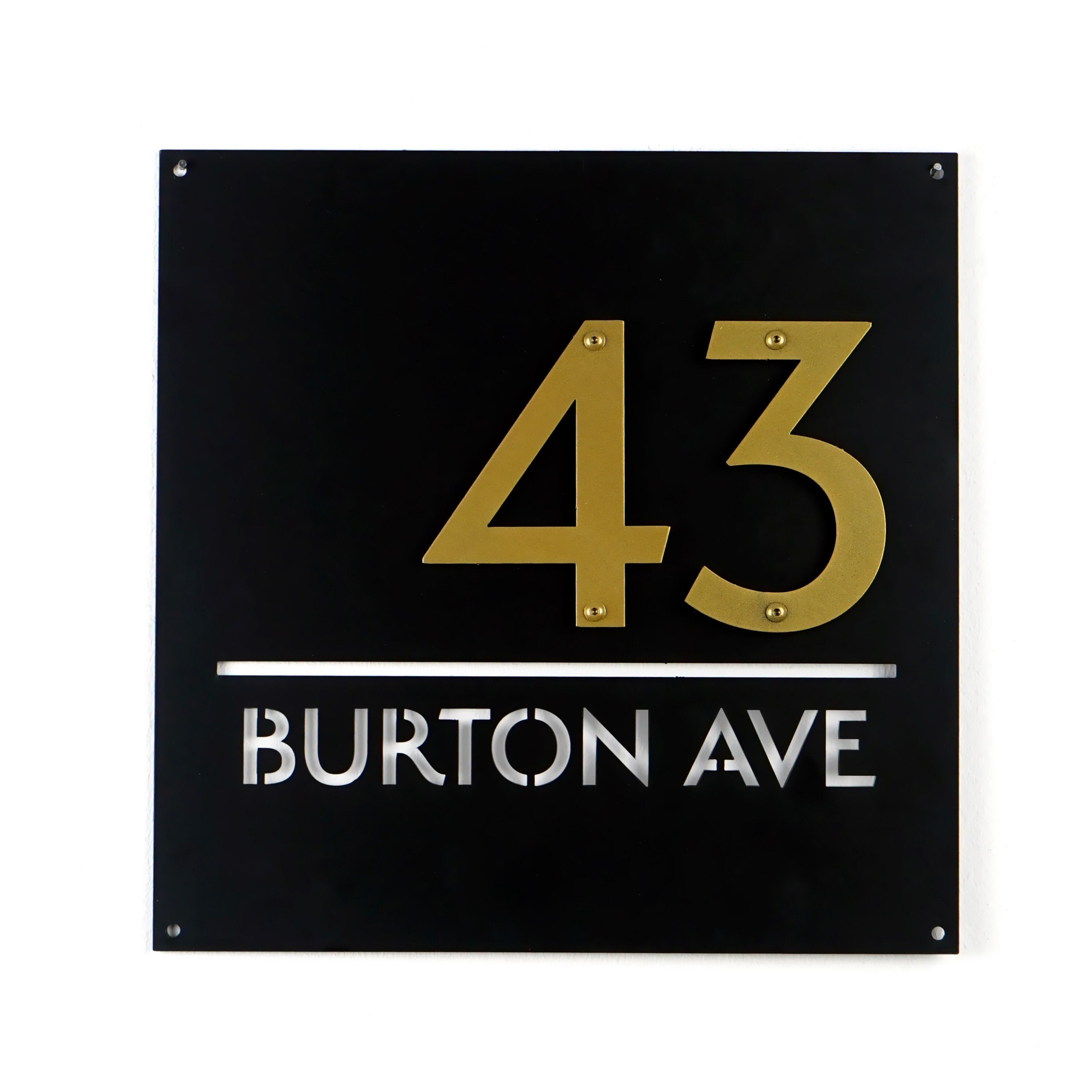 Square Metal House Number and Street Name Wall Decor Unique Etsy