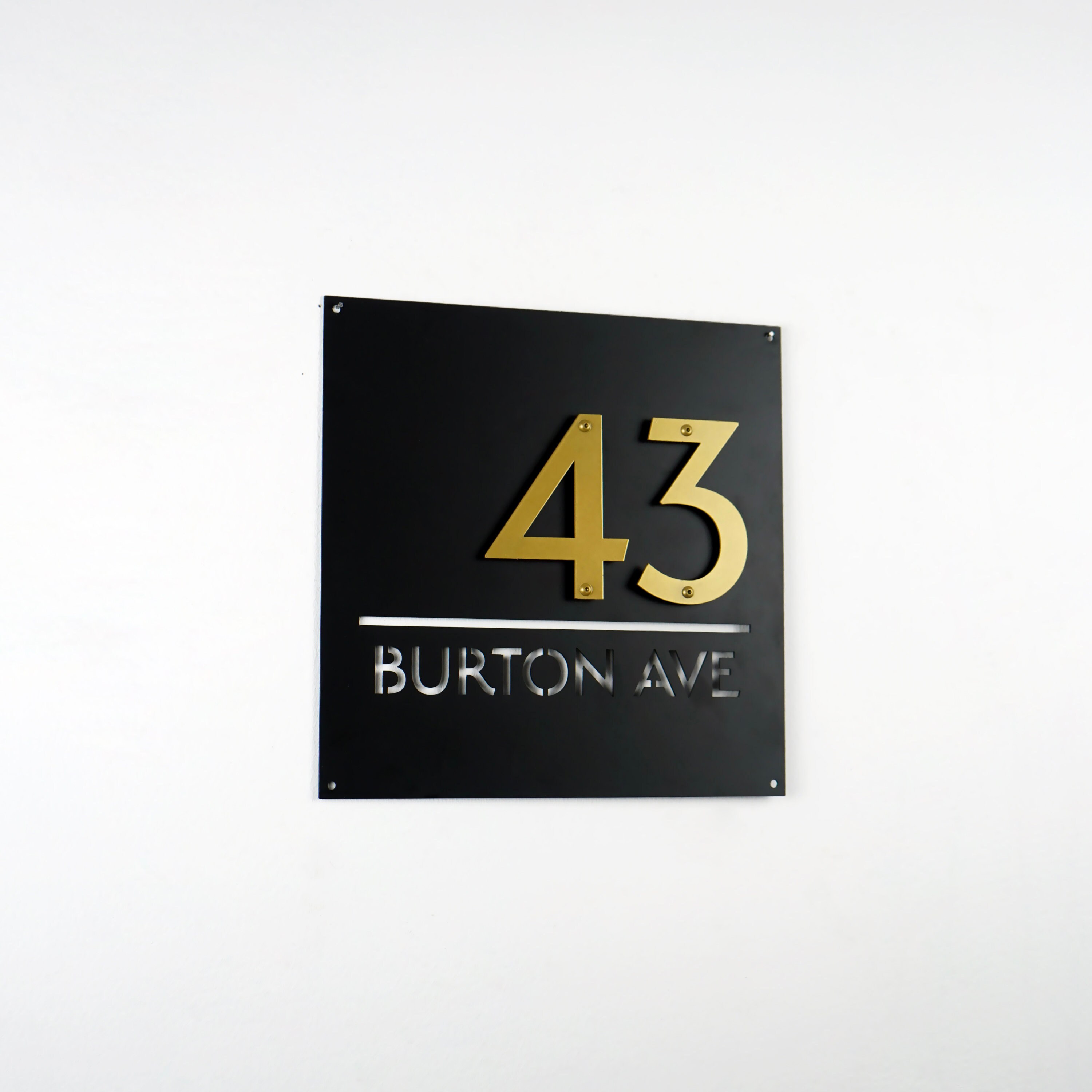 Square Metal House Number and Street Name Wall Decor Unique Etsy