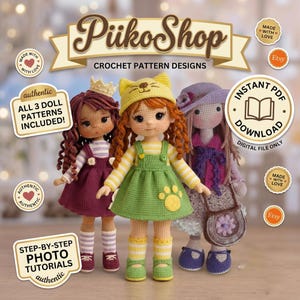 Amigurumi Doll Pattern Bundle, Crochet Girl Doll PDF, Cute Princess Doll Tutorial, DIY häkeln Spielzeug digitaler Download