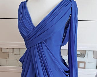 champagne dress bridesmaid One Shoulder Drape Satin Friends are forever After Six Women's Back Size:W30/30