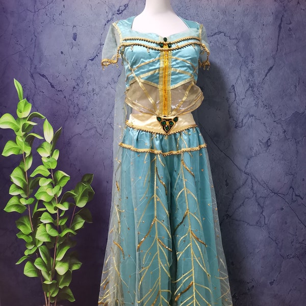 Inspiriert Aladdin Live Action Prinzessin Jasmine Kostüm Jasmin Cosplay Kleid