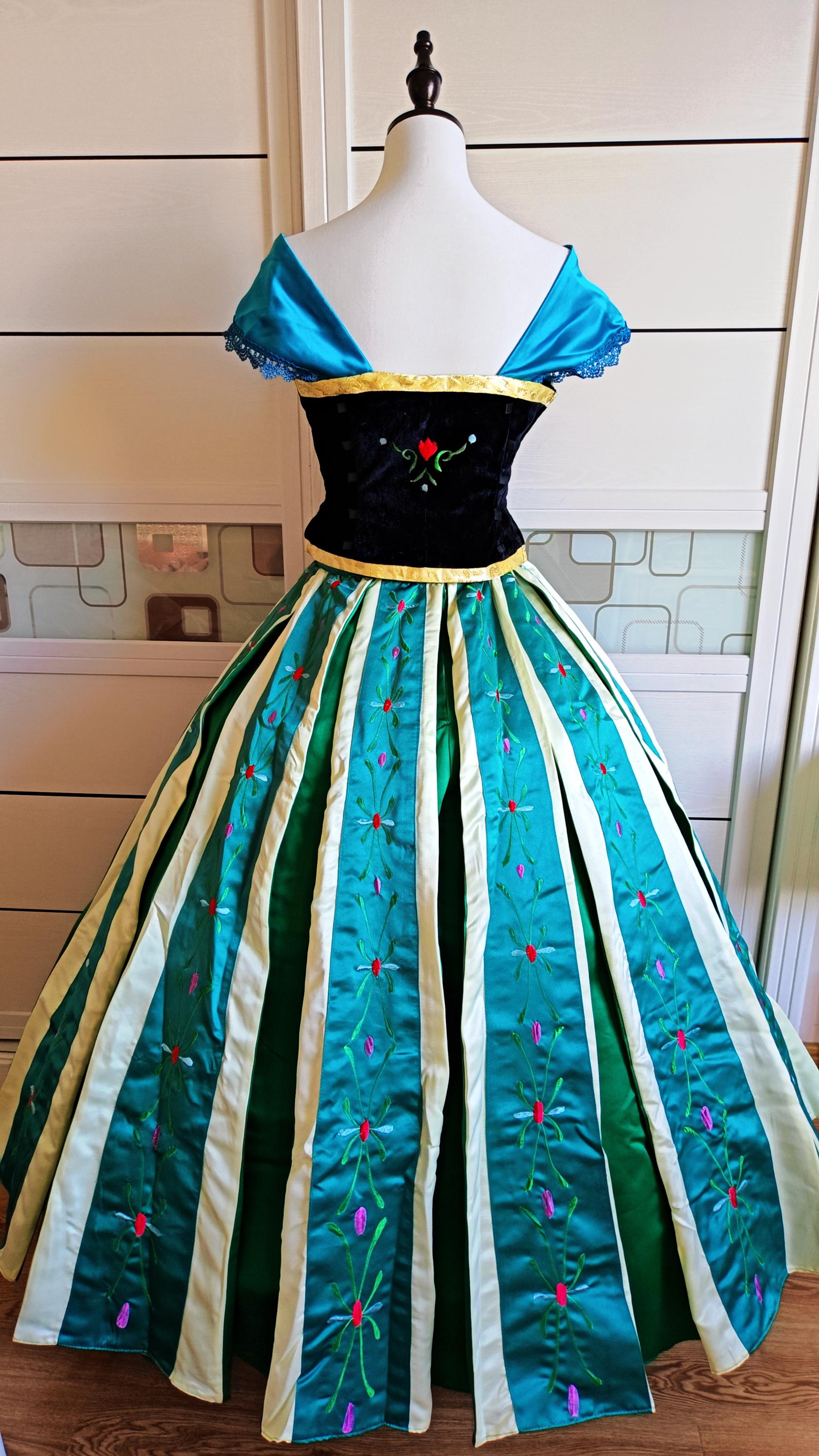 strapless open back dress Posh Peanut Toddler Girl's Disney Frozen Anna Twirl Dress in Blue, 2 Toddler, Viscose from Bamboo