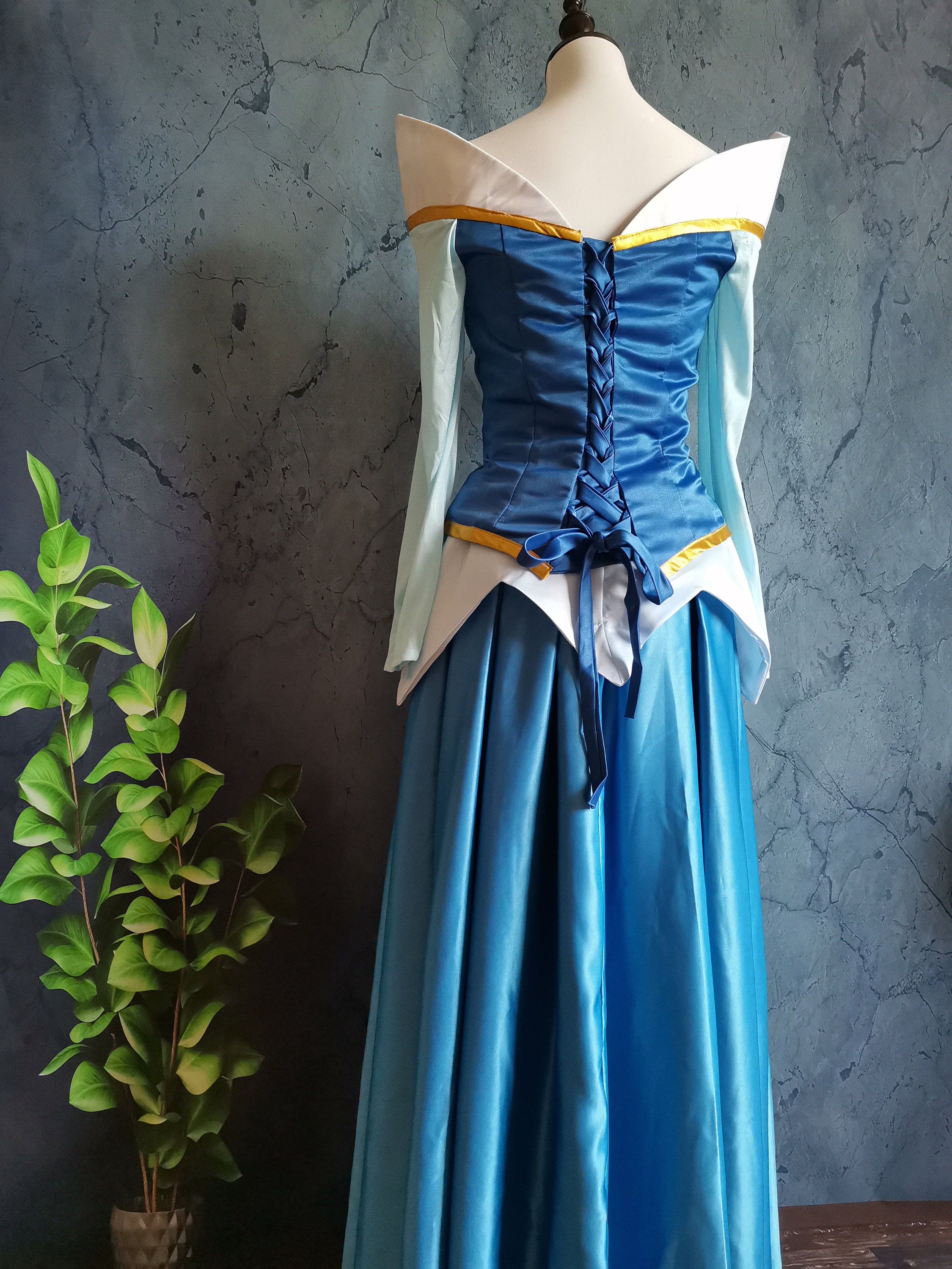 aurora blue dress costume Inspired dress, blue Aurora cosplay the skirt part is model:Sydney Black Lace Dress | Color:GREEN