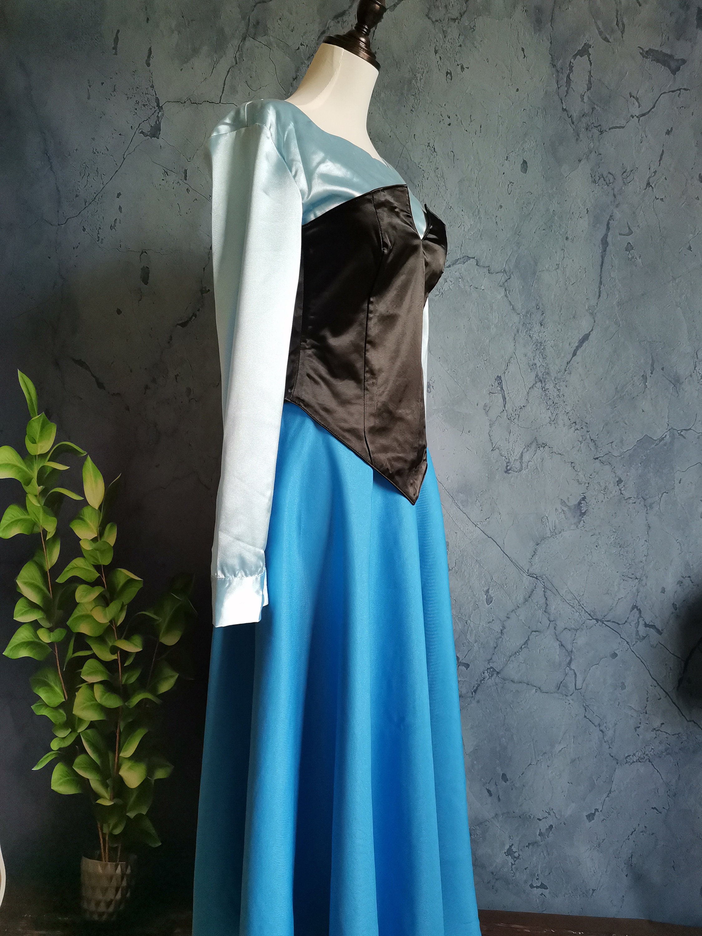 love shack fancy blue dress Demure Flutter Sleeve Navy Size:4XLarge Country