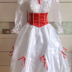 Inspired Mary Poppins Cosplay Costume Mary Poppins White Dress Outfits