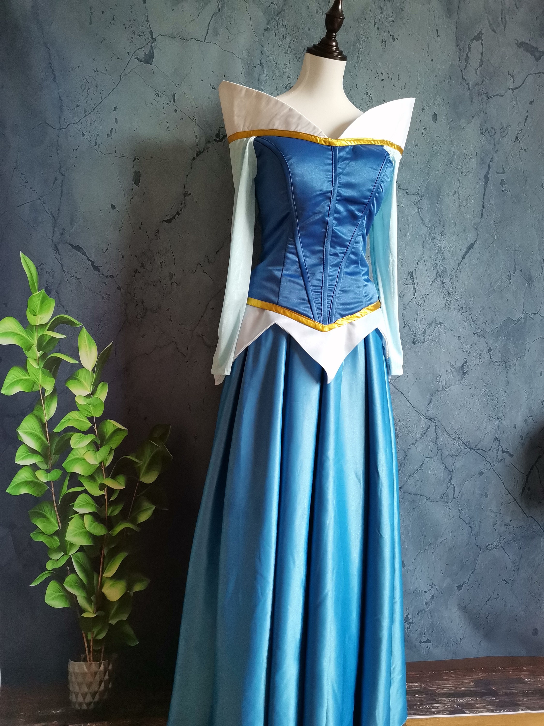 Inspired Aurora blue dress, blue Aurora cosplay costume Inspired Aurora blue dress, blue Aurora cosplay costume