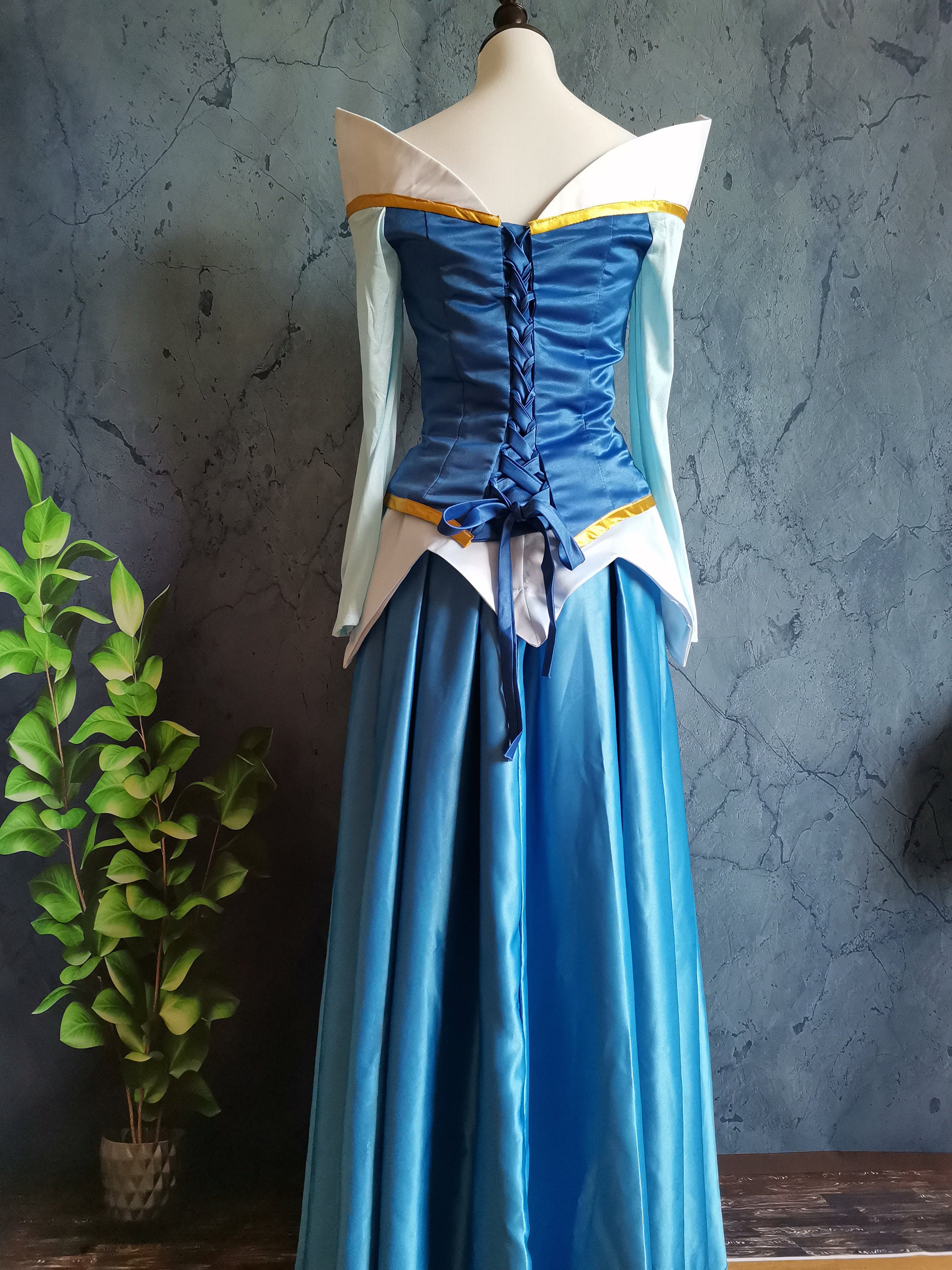 Inspired Aurora blue dress, blue Aurora cosplay costume