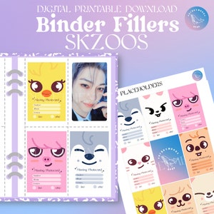 Stray Kids Skzoo BUNDLE doudou sur le thème Cartes photo ot8 Kpop Binder manquant Photocard Filler Placeholder Digital Printable Download Collection