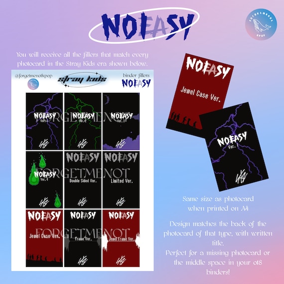 Stray Kids Noeasy Album Photocards Kpop Binder Filler Placeholder