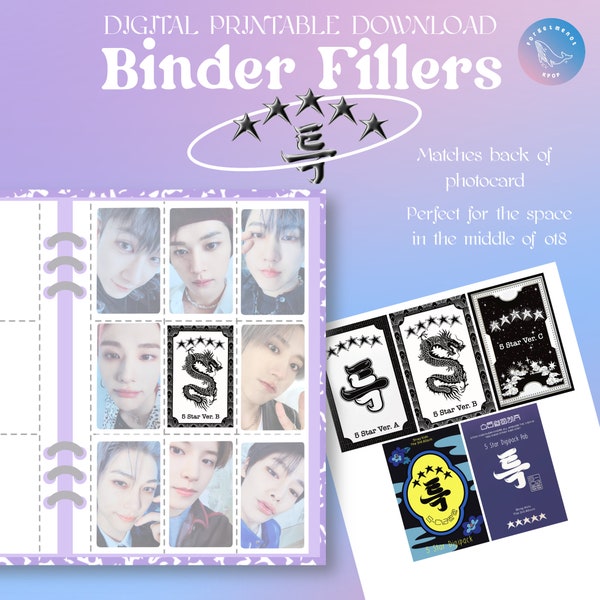 Stray Kids 5 Star Album Missing Photocards Kpop Binder Filler Placeholder Digital Printable Download Collection