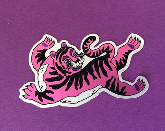 Bunter Tiger Vinyl Sticker mit matter Spiegel Optik