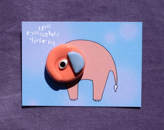 Handgefertigter Pin Elefant Anstecknadel Tier Brosche süßes Accessoire kleines Geschenk Freunde Pastell Tones