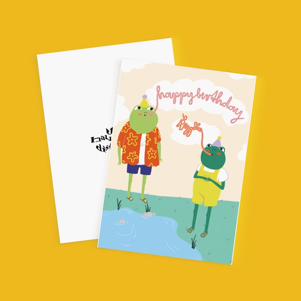 Geburtstagskarte Frösche Tiere süße Karte mit Umschlag für Freunde lustig bunt zum aufklappen beschreibbar Natur Sommer