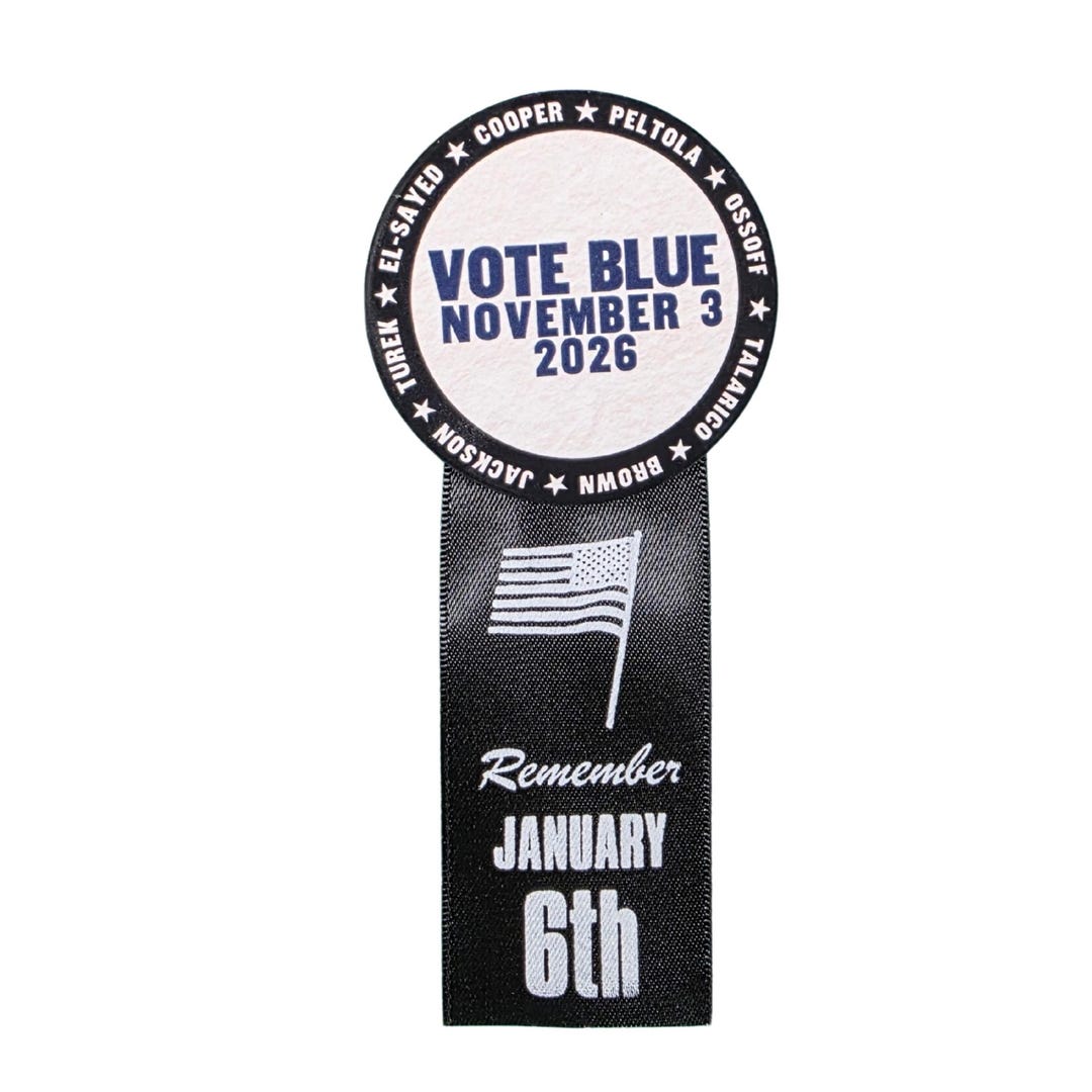 Blue Button Ribbon Vote Blue 2026 Button - Remember January 6th Ribbon, 2.25 Inch ...