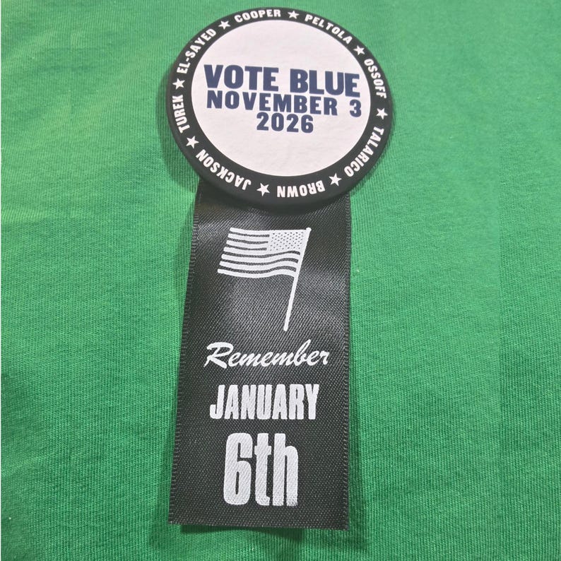 Blue Button Ribbon Vote Blue 2026 Button - Remember January 6th Ribbon, 2.25 Inch ...