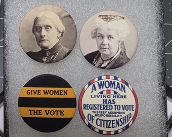Suffragist Button Set – Votes for Women Pins with Susan B. Anthony, Elizabeth Cady Stanton, Protest Art, Feminist History Gifts
