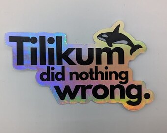 Tilikum Did Nothing Wrong Sticker - Seaworld orca sticker set them free surf animal rights