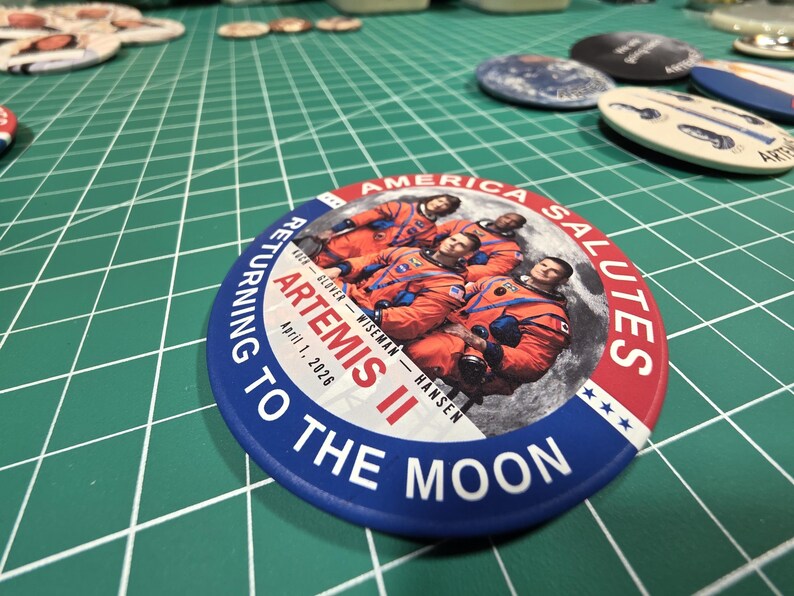 NASA Artemis II Pin Set – Moon Mission Crew Pinback Button 3-Pack image 5