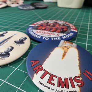 NASA Artemis II Pin Set – Moon Mission Crew Pinback Button 3-Pack image 8
