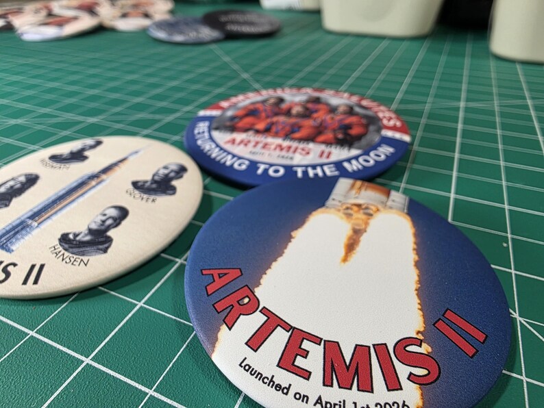 NASA Artemis II Pin Set – Moon Mission Crew Pinback Button 3-Pack image 8