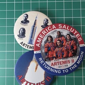 NASA Artemis II Pin Set – Moon Mission Crew Pinback Button 3-Pack image 10