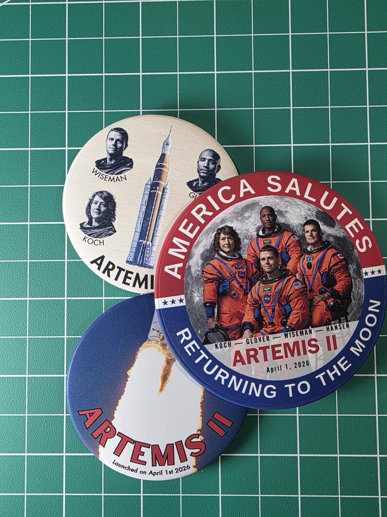 NASA Artemis II Pin Set – Moon Mission Crew Pinback Button 3-Pack image 10