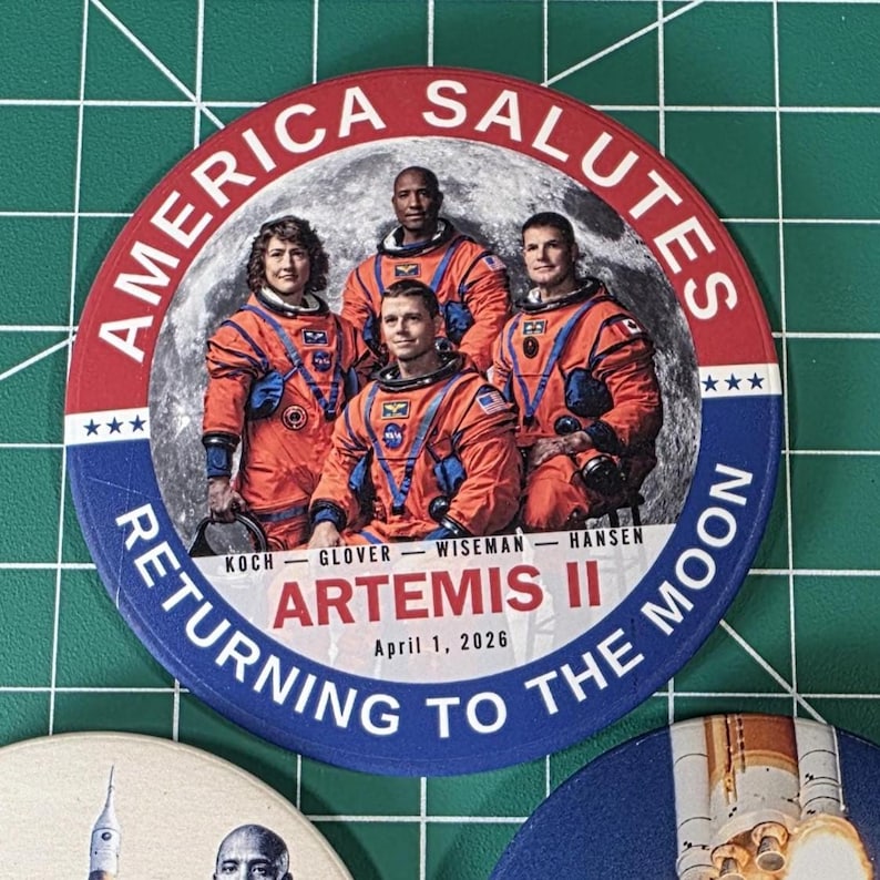 NASA Artemis II Pin Set – Moon Mission Crew Pinback Button 3-Pack image 1