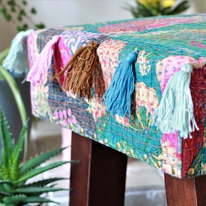 Wooden Stool with Fabric seater/ Footstool/ Pouffes / Ottoman /Footrest /Upholstered stools