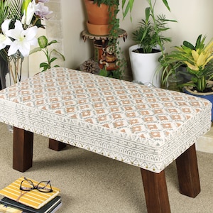Upholstered Bench/ Ottoman/ Foot stool / Boho Living/ Kilim End of Bench