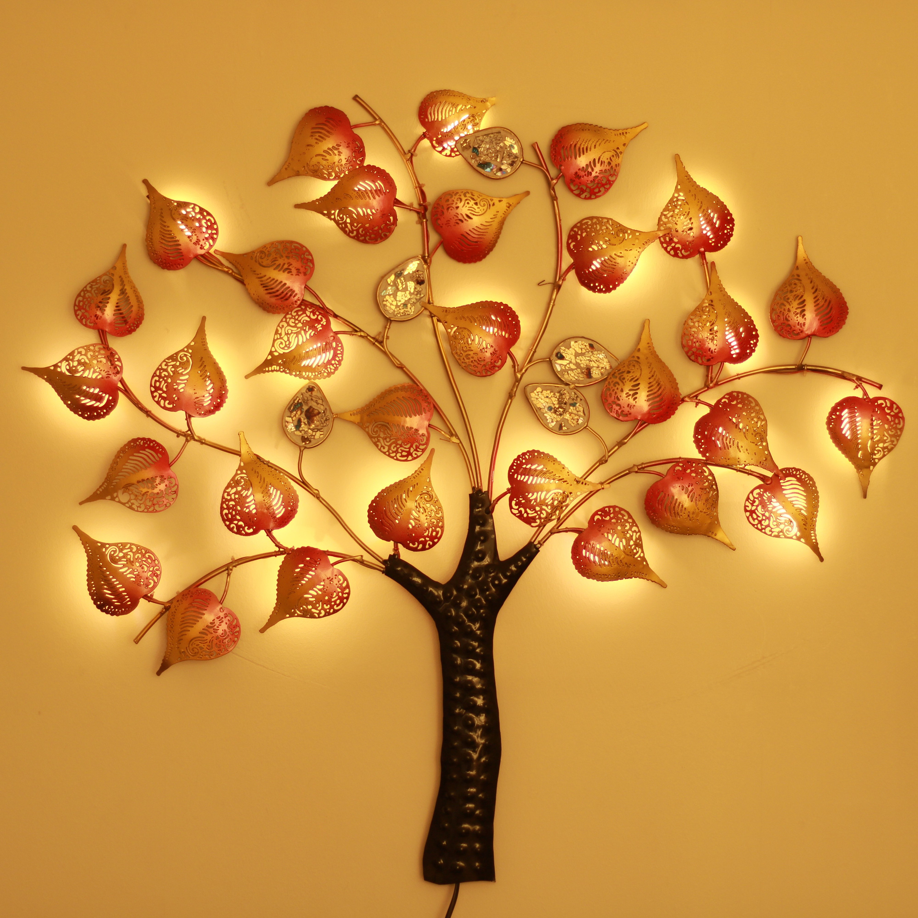 Metal tree wall art with lights deals