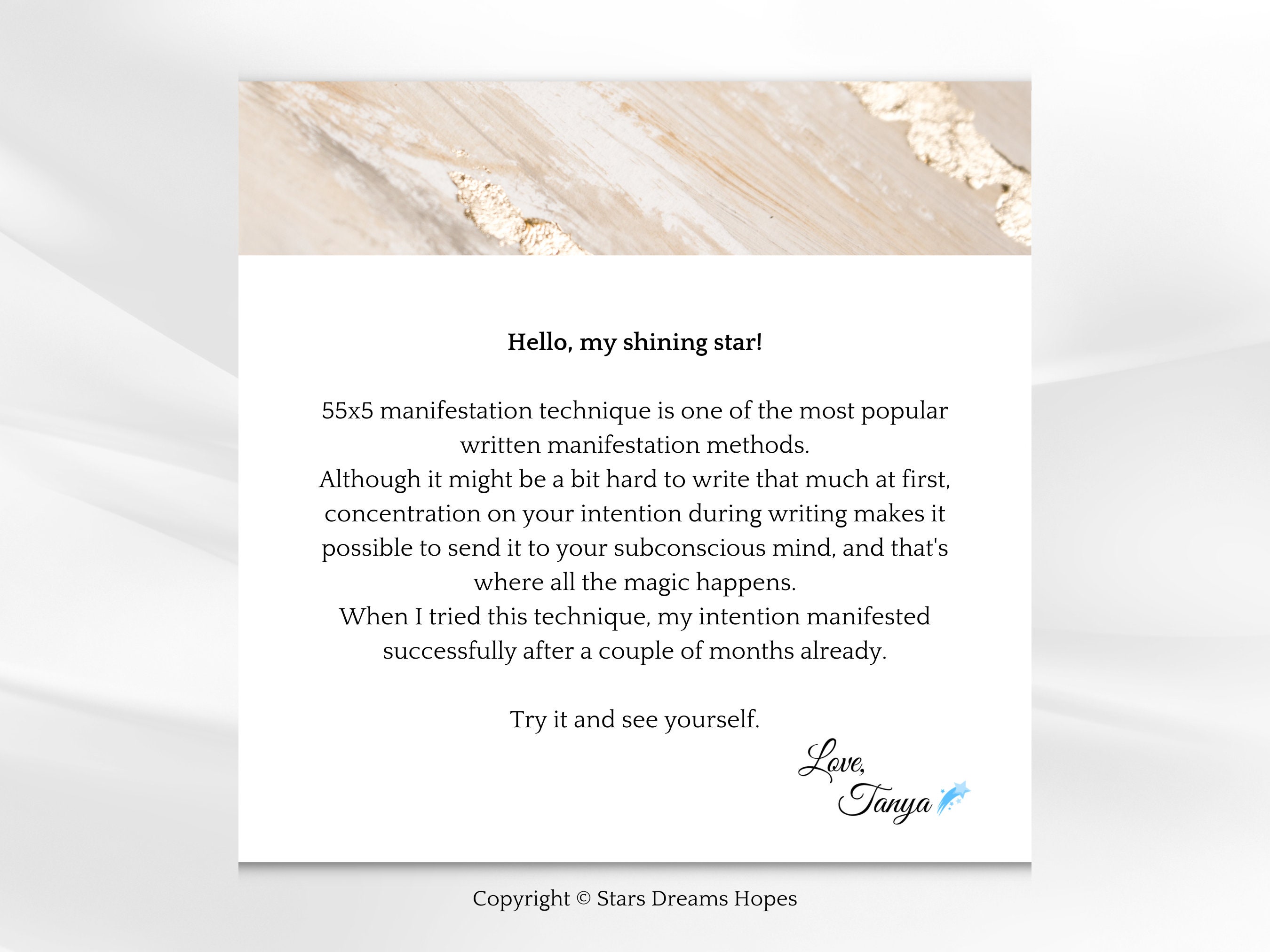 55x5 Manifestation Technique Printable, Law of Attraction Printable ...