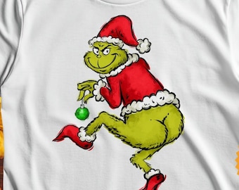 Hand Drawn Grinch Png, Funny Christmas Sublimation, Grinchmas Clipart, Instant Download