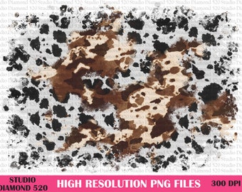 Cowhide Distressed Background Png, Brown Black Cow Fur Backsplash Sublimation, Western Background Design Png, Instant Download