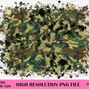 Pode incluir: Um padrão de camuflagem digital com cores verde, marrom e bege. O padrão tem um efeito de angústia, aquarela com respingos brancos ao redor das bordas. O texto "STUDIO DIAMOND 520 HIGH RESOLUTION PNG FILE 300 DPI" está na parte inferior da imagem.